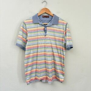 Patrick James Rainbow Stripe Polo Men Size Small? Short Sleeve